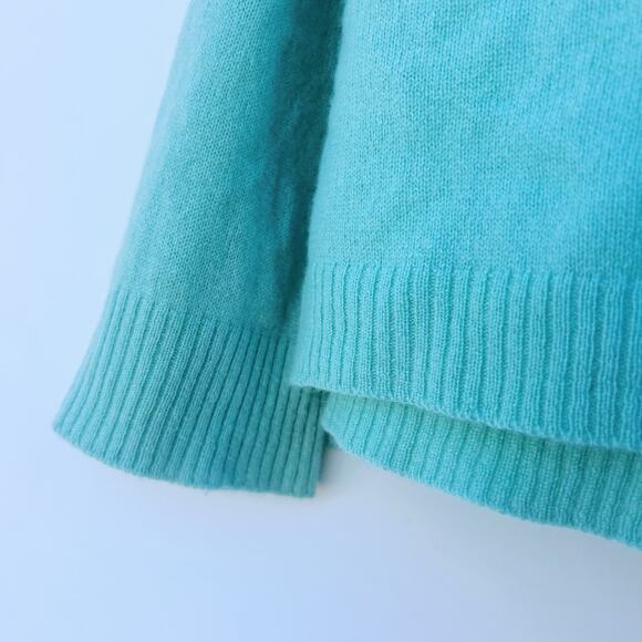 LUIV Firenze Feather Italian Cashmere Sweater Top Long Sleeve Teal Large - Picture 7 of 14